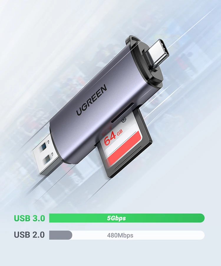 UGREEN Card Reader USB3.0&USB C to SD MicroSD TF Thunderbolt 3 for PC Laptop Accessories Smart Memory Cardreader SD Card Adapter