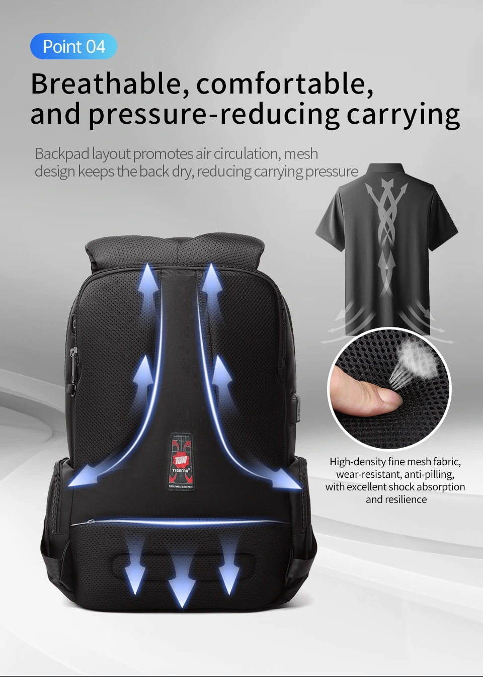Tigernu Men Backpacks Vacuum Compression Backpacks 14 15.6 17.3'' Laptop Backpack For Men School Backpack Male Travel Backpacks