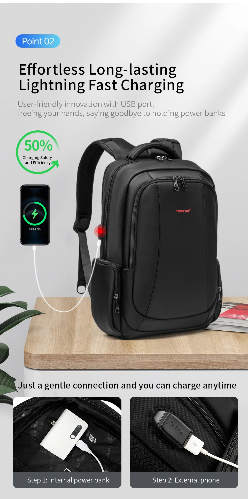 Tigernu Men Backpacks Vacuum Compression Backpacks 14 15.6 17.3'' Laptop Backpack For Men School Backpack Male Travel Backpacks