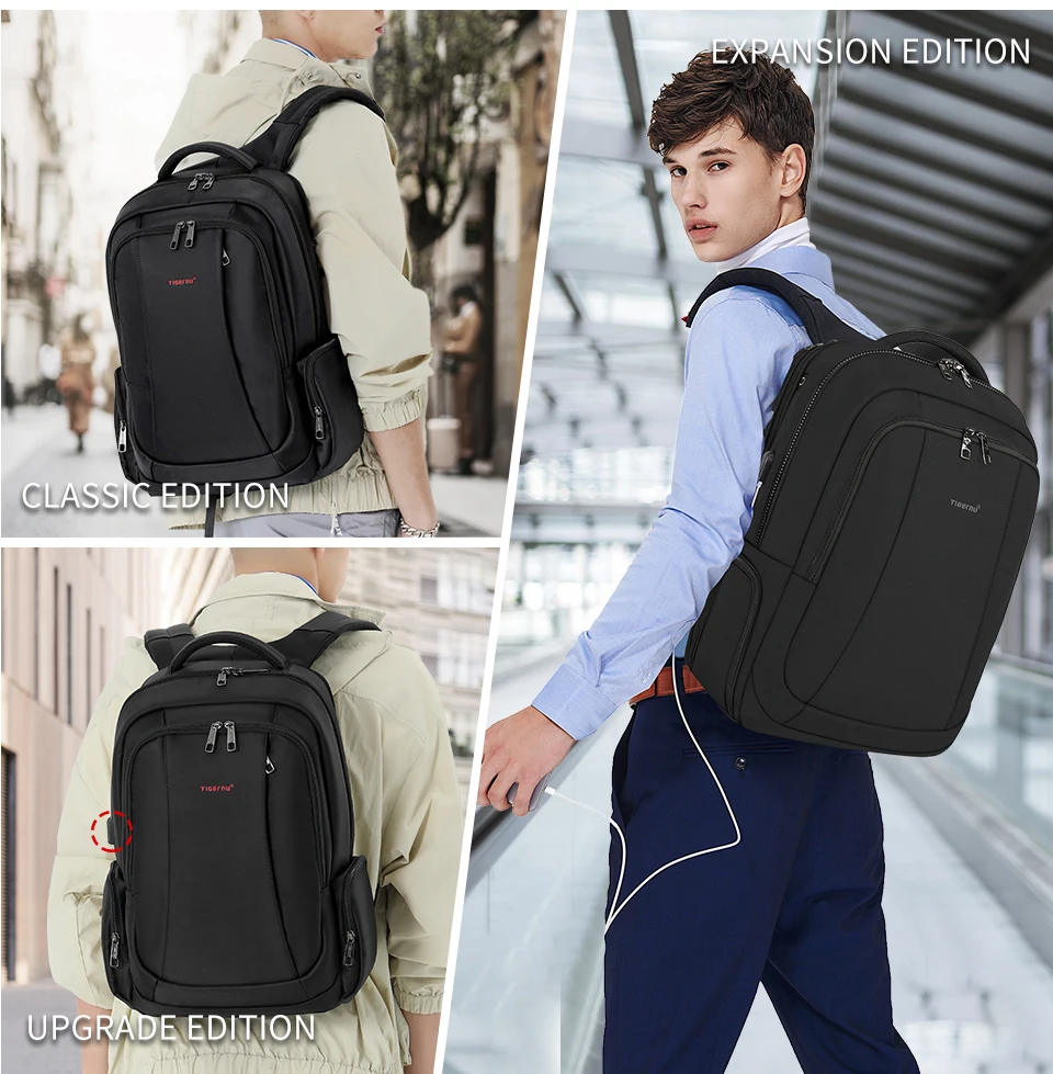 Tigernu Men Backpacks Vacuum Compression Backpacks 14 15.6 17.3'' Laptop Backpack For Men School Backpack Male Travel Backpacks