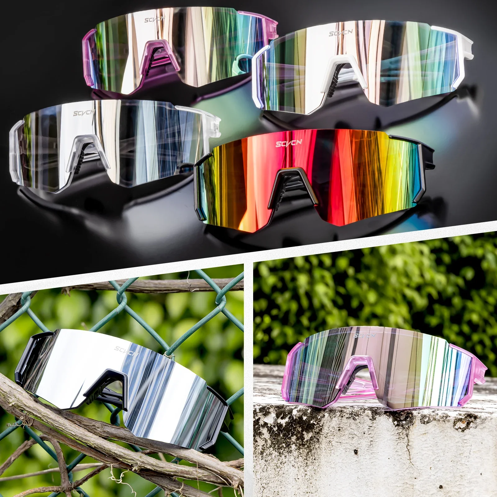 SCVCN New Outdoor Hiking Eyewear Cycling Sunglasses Women Men MTB Bike Glasses Sports Mountain Climbing Cycling UV400 Goggles