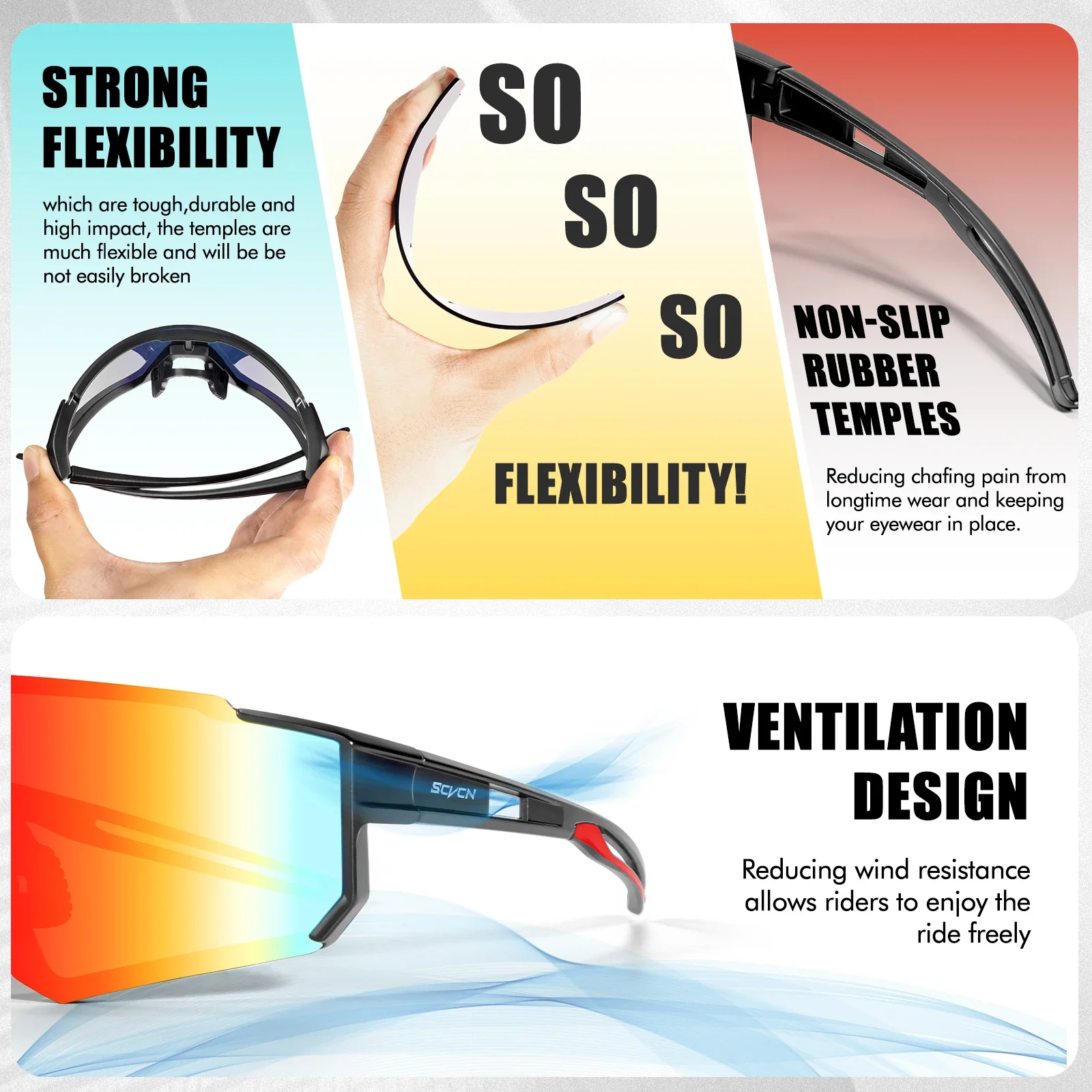 SCVCN New Outdoor Hiking Eyewear Cycling Sunglasses Women Men MTB Bike Glasses Sports Mountain Climbing Cycling UV400 Goggles