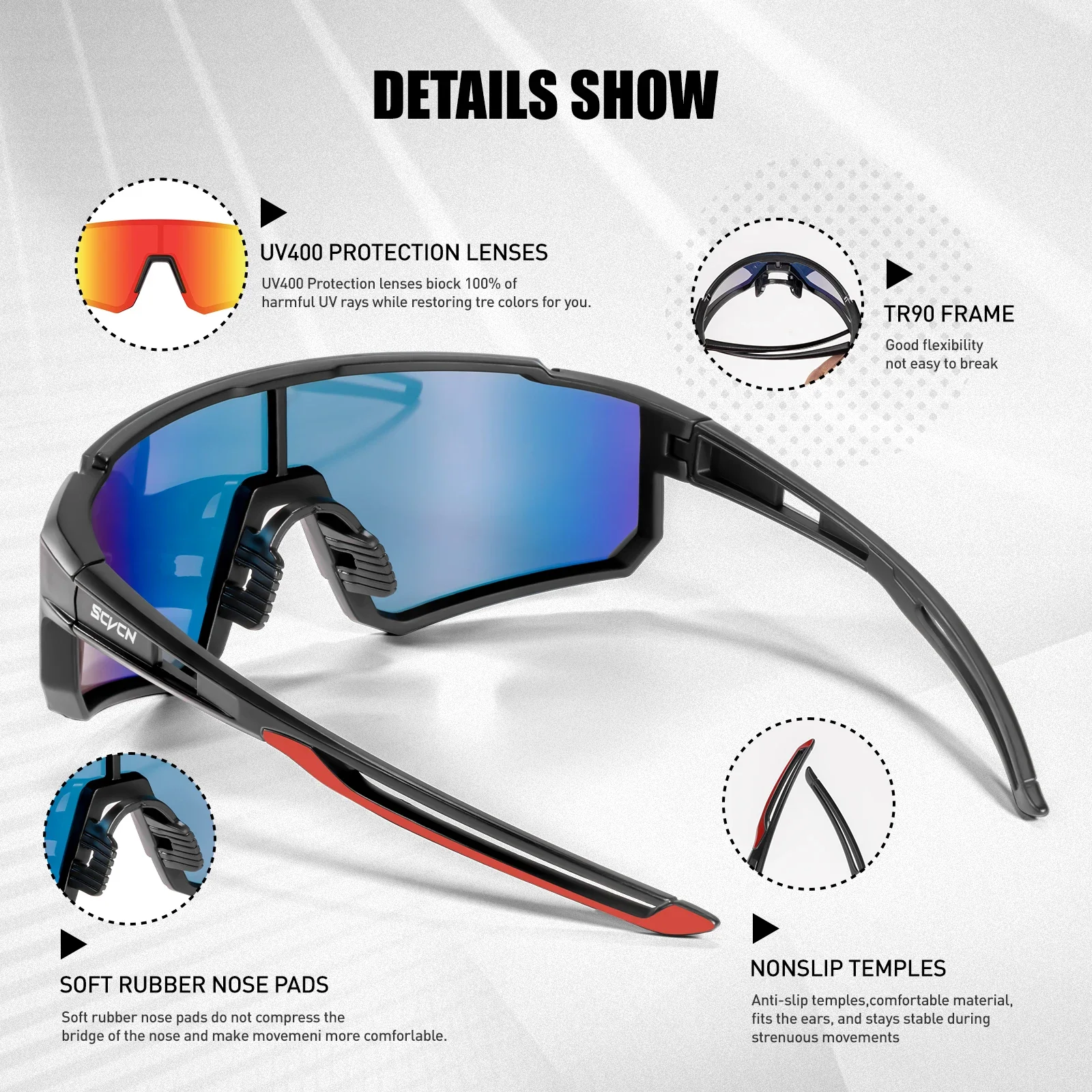 SCVCN New Outdoor Hiking Eyewear Cycling Sunglasses Women Men MTB Bike Glasses Sports Mountain Climbing Cycling UV400 Goggles