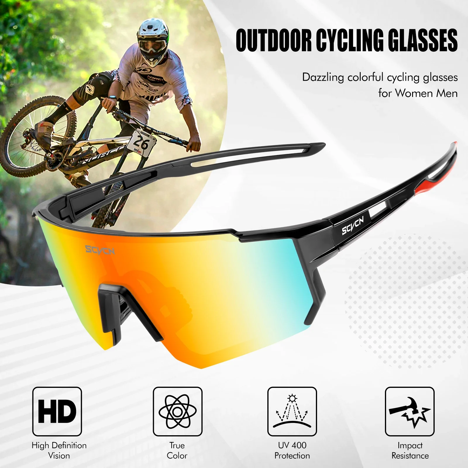 SCVCN New Outdoor Hiking Eyewear Cycling Sunglasses Women Men MTB Bike Glasses Sports Mountain Climbing Cycling UV400 Goggles