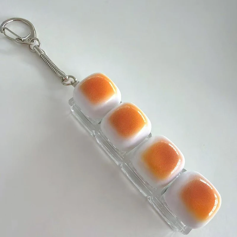 Caramel Bread Stress Relief Keyboard Keychain Button Keycap Backpack Pendant For Student Office Adult Accessory 1PC