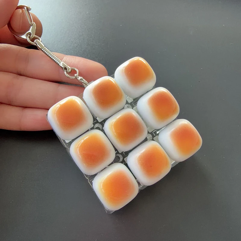 Caramel Bread Stress Relief Keyboard Keychain Button Keycap Backpack Pendant For Student Office Adult Accessory 1PC