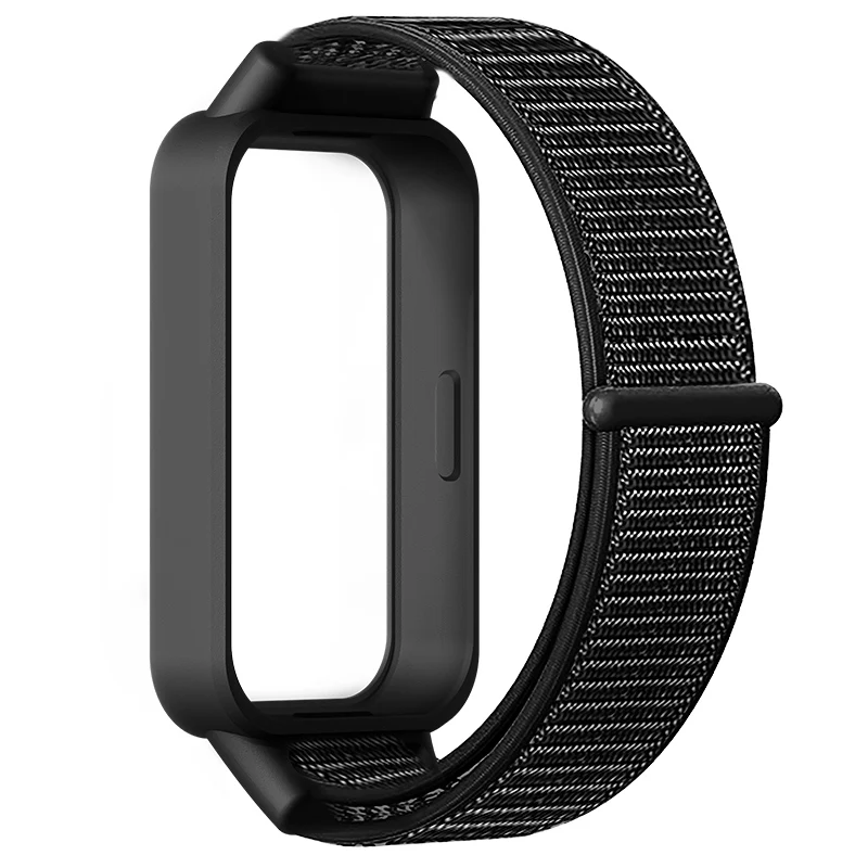 Nylon Loop Strap+Case for Xiaomi Smart Band 9 8 Active Accessories Sport Bracelet +Protective Bumper Shell Correa Redmi Band 3 2