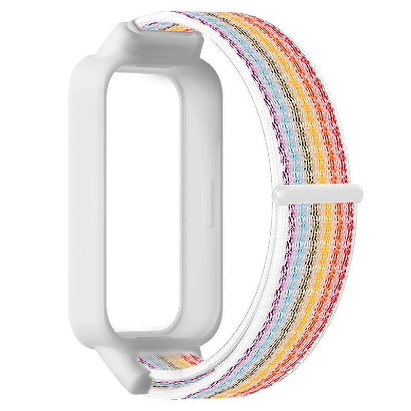 Nylon Loop Strap+Case for Xiaomi Smart Band 9 8 Active Accessories Sport Bracelet +Protective Bumper Shell Correa Redmi Band 3 2