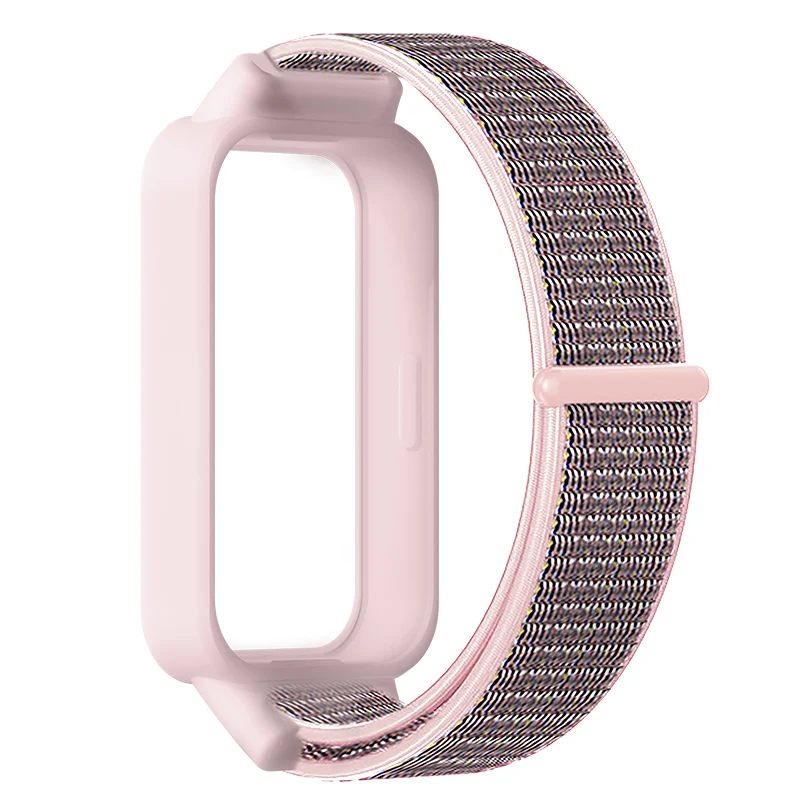 Nylon Loop Strap+Case for Xiaomi Smart Band 9 8 Active Accessories Sport Bracelet +Protective Bumper Shell Correa Redmi Band 3 2