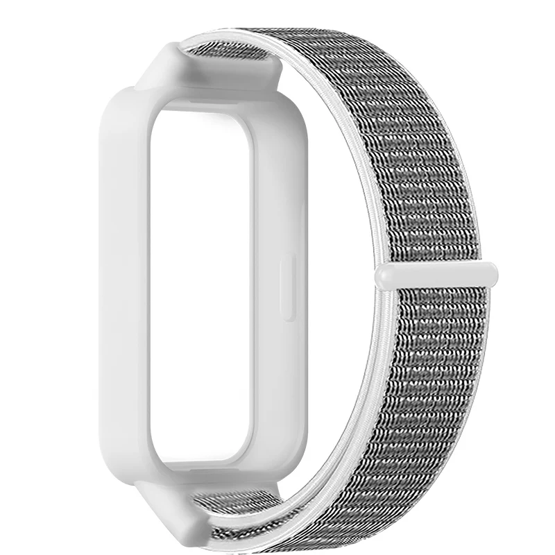 Nylon Loop Strap+Case for Xiaomi Smart Band 9 8 Active Accessories Sport Bracelet +Protective Bumper Shell Correa Redmi Band 3 2