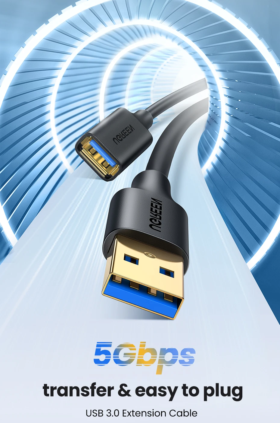 UGREEN USB 3.0 Cable USB Extension Cable Male to Female Data Cable USB 3.0 Extender Cord for PC USB Extension Cable
