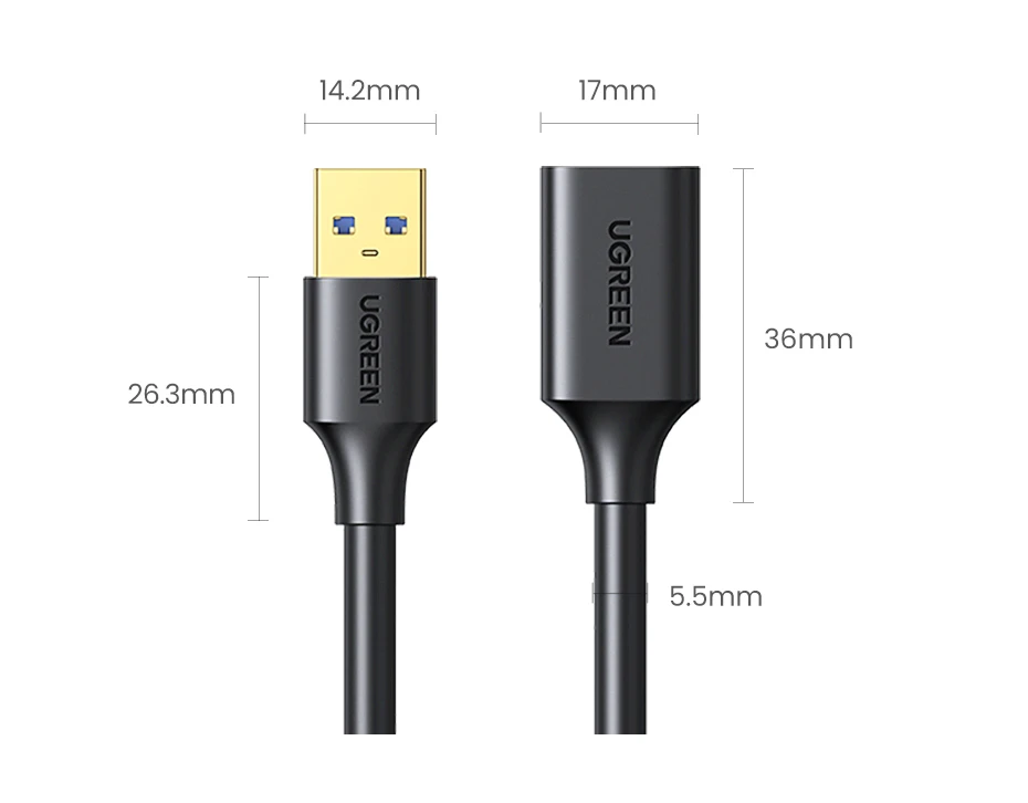 UGREEN USB 3.0 Cable USB Extension Cable Male to Female Data Cable USB 3.0 Extender Cord for PC USB Extension Cable