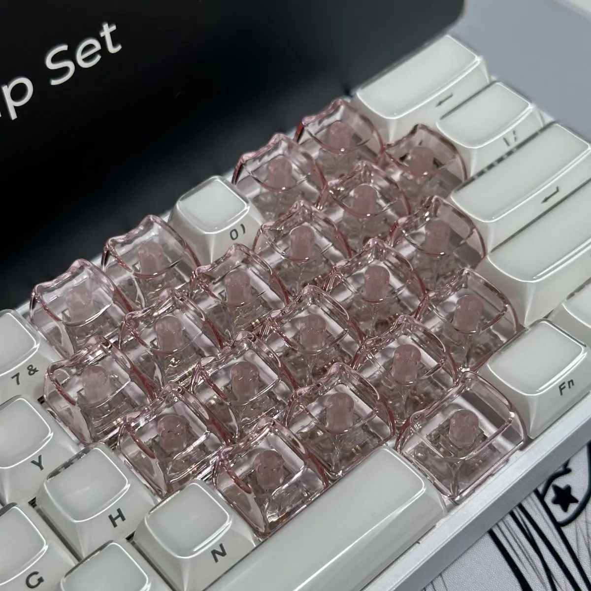 20pcs 1U Keycaps with Unique Cats Head MAO Transparent Keycap Comfort Typing PBT No Engraved Keycap DIY Keyboards For Aula Ajazz