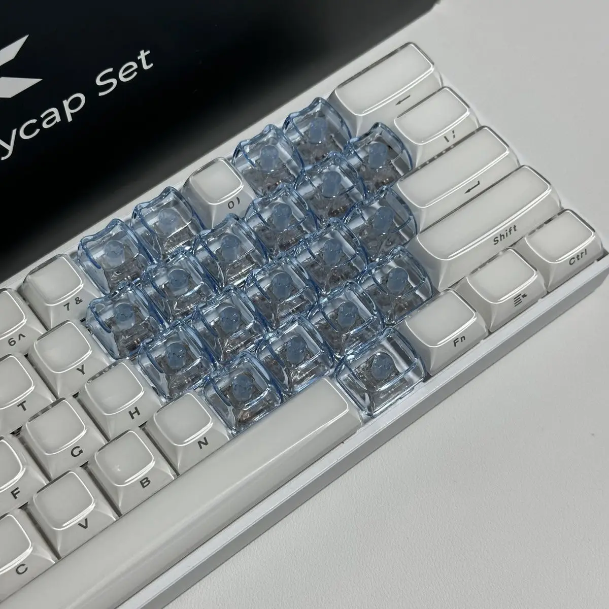 20pcs 1U Keycaps with Unique Cats Head MAO Transparent Keycap Comfort Typing PBT No Engraved Keycap DIY Keyboards For Aula Ajazz
