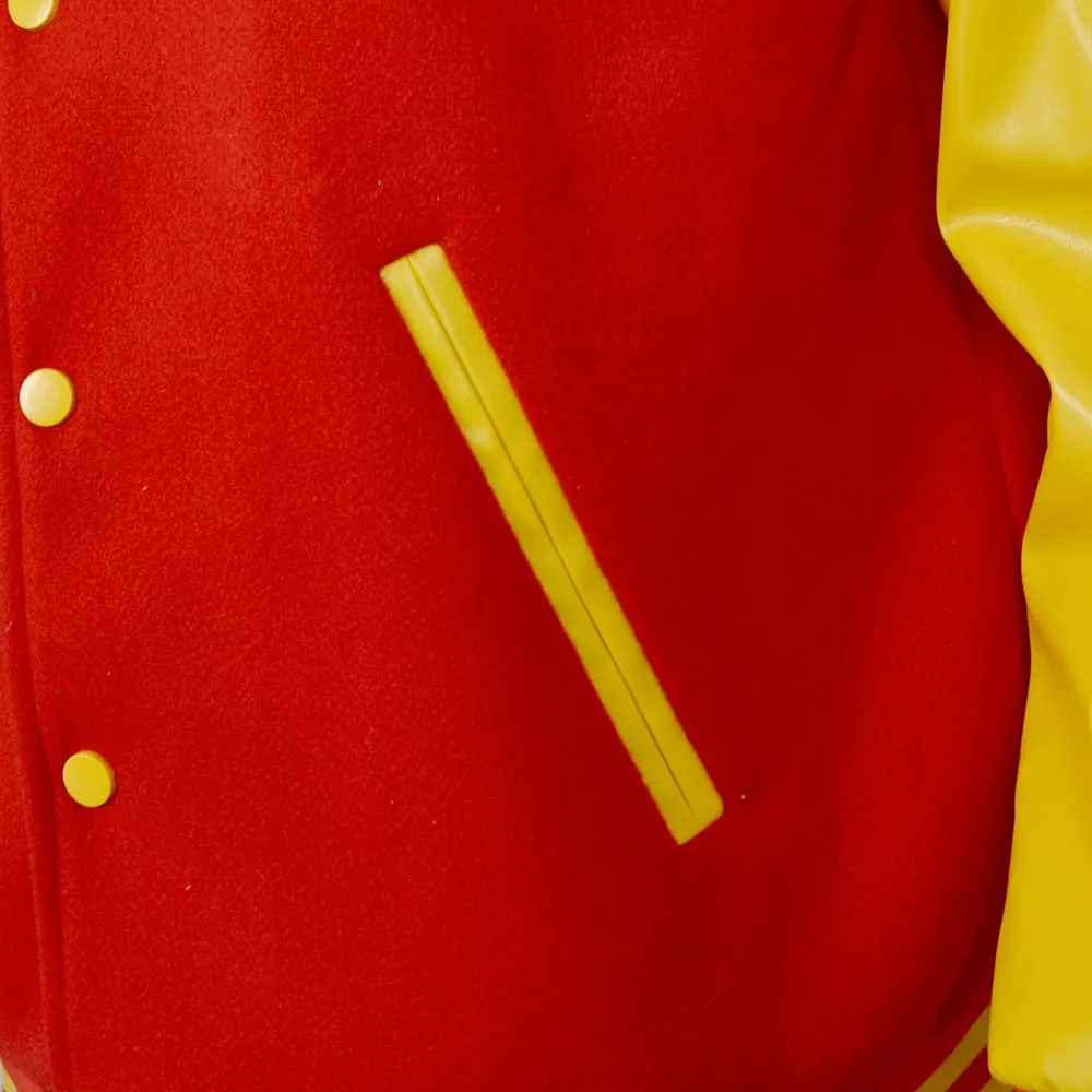 Michael Jackson Cosplay Varsity Jacket Red Yellow Colorblock Baseball Jacket Retro Bomber Coat For Stage Performance Daily Wear