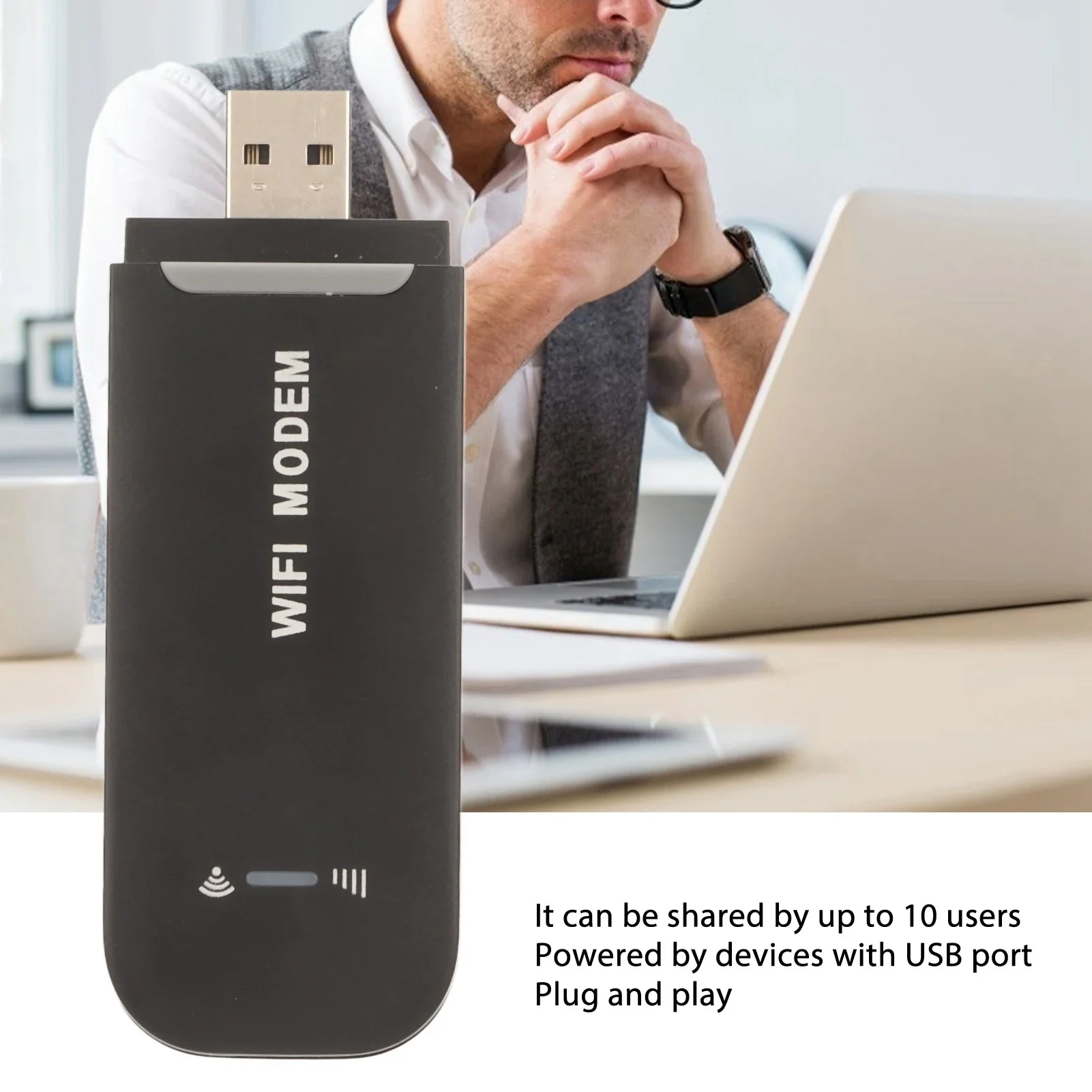 4G LTE Router 4G WiFi Router Black Up to 10 Users Stable Easy Connection USB Plug and Play for Hotspot Micro SIM Card Phone PC