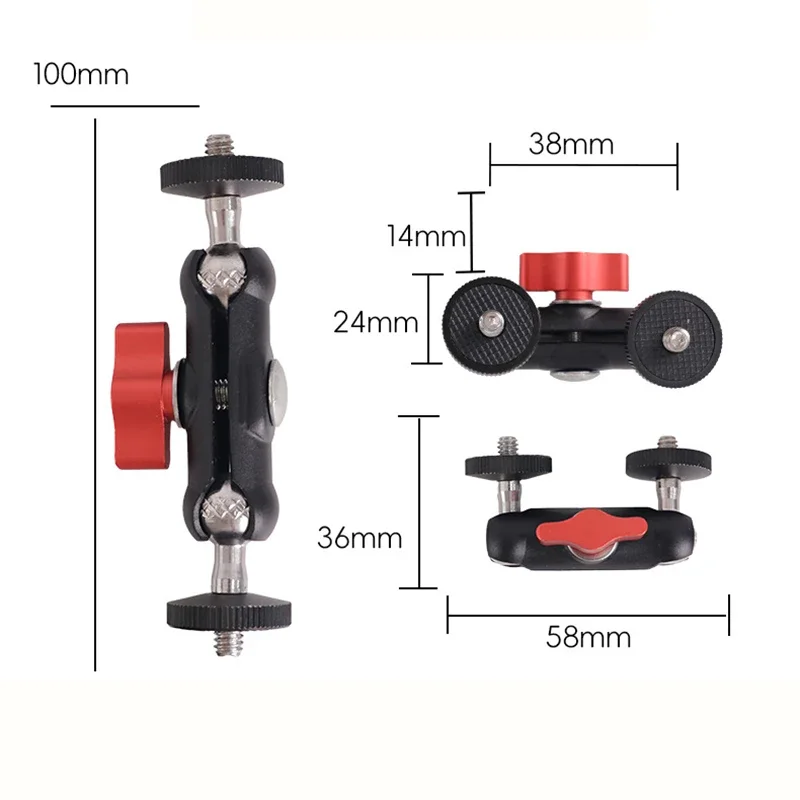Camera Metal Super Clamp with Double Ball Head Magic Arm for DSLR Monitor Light Mic Gopro Phone Mount Photography Accessories