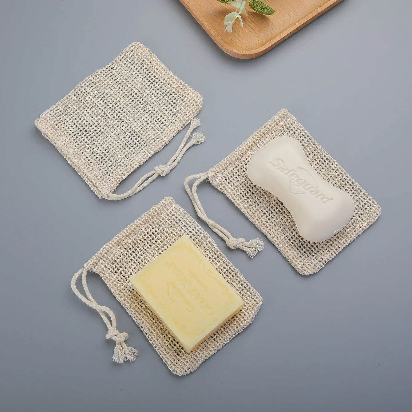 3pcs Natural Cotton Soap Saver Bag Eco-friendly Handmade Lathering Cotton Mesh Soap Pouch For Body Cleansing Skincare