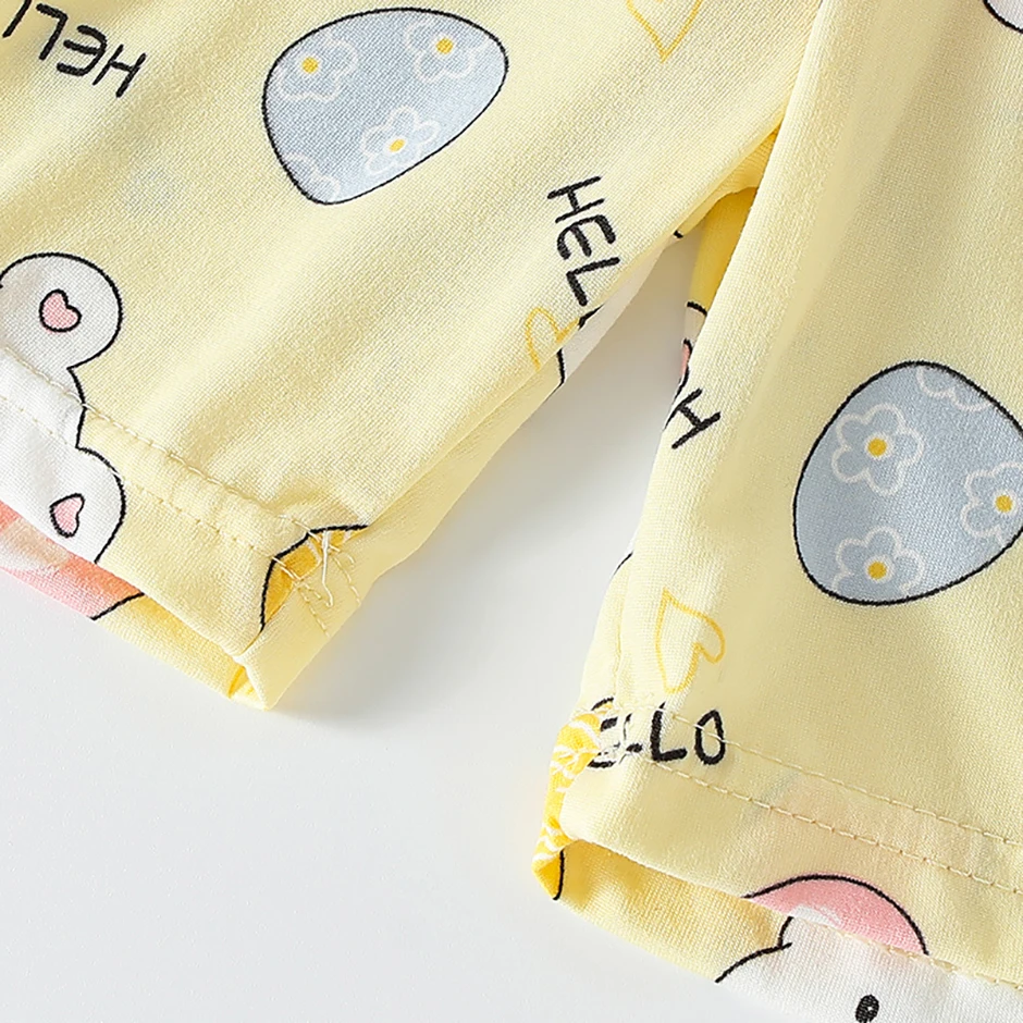2-Piece Children's Summer Cute cartoon Printed Short-Sleeved Shorts Set for Boys and Girls Casual and Comfortable T-Shirt Shorts