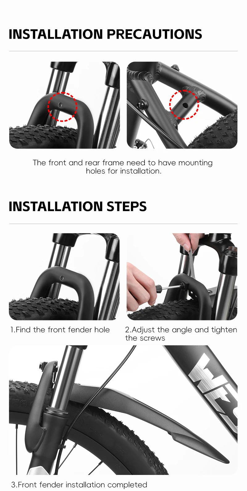 WEST BIKING Widen Thicken Mountain Bike Fenders Metal Fixed Frame Bicycle Fenders High Toughness Scientific Arc MTB Bike Fenders