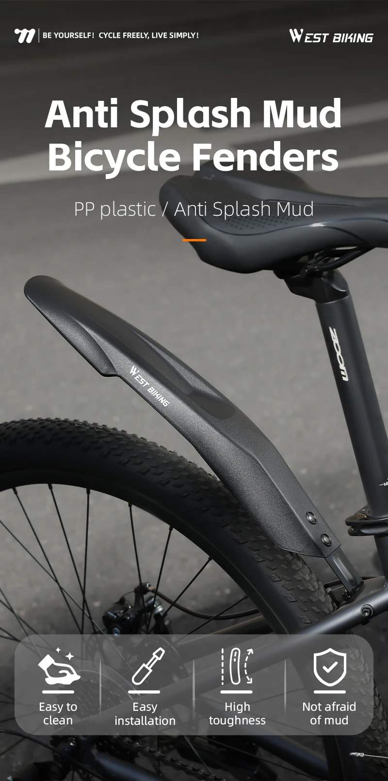 WEST BIKING Widen Thicken Mountain Bike Fenders Metal Fixed Frame Bicycle Fenders High Toughness Scientific Arc MTB Bike Fenders