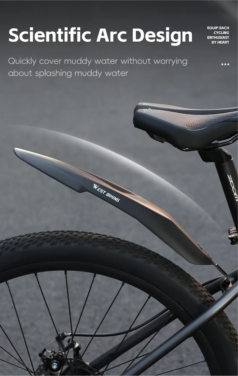 WEST BIKING Widen Thicken Mountain Bike Fenders Metal Fixed Frame Bicycle Fenders High Toughness Scientific Arc MTB Bike Fenders
