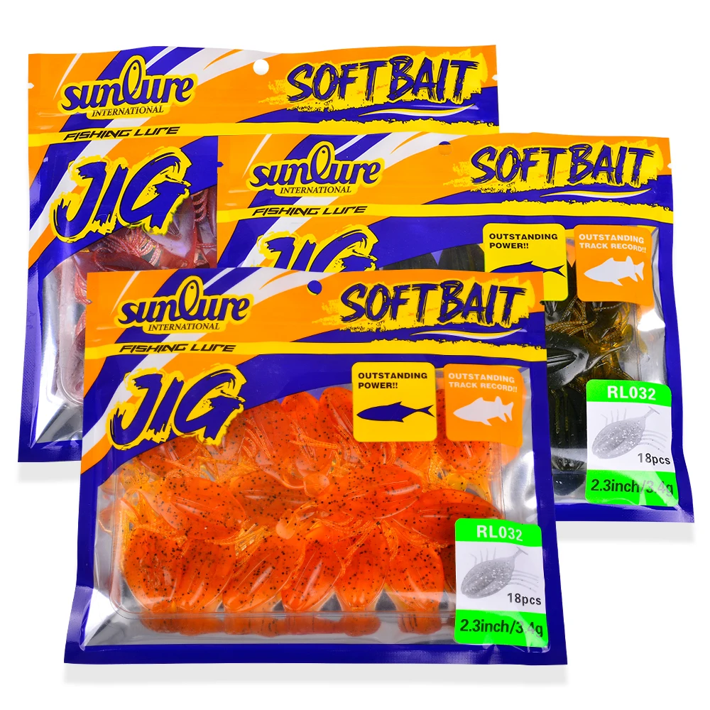 Sunlure Tadpole Shaped Tentacle Flat Tail Soft Bait 12/18pcs Artificial Silicone Wobblers Swimbaits 6-color Bass Fishing Lures