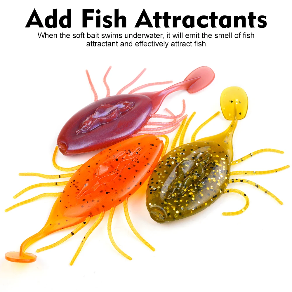 Sunlure Tadpole Shaped Tentacle Flat Tail Soft Bait 12/18pcs Artificial Silicone Wobblers Swimbaits 6-color Bass Fishing Lures