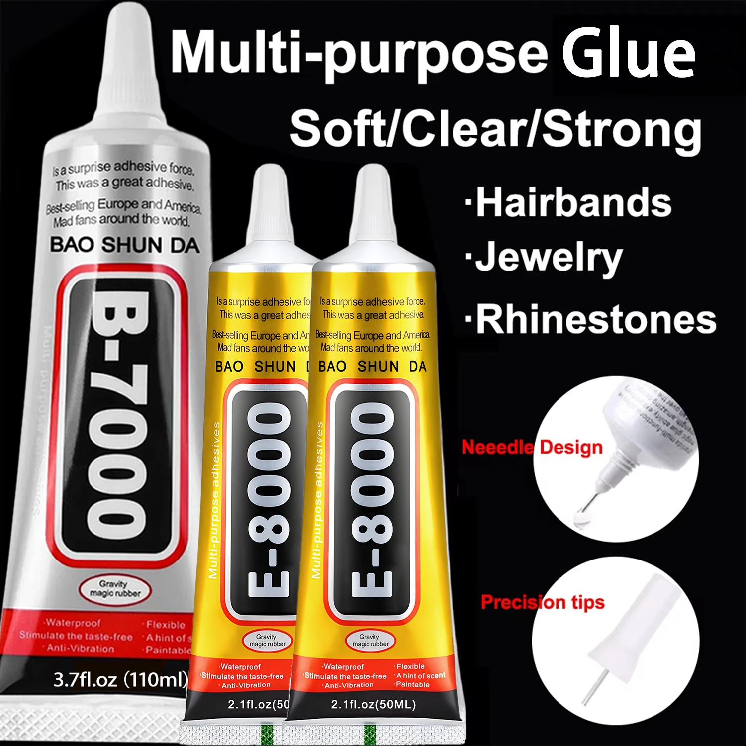 B7000/E8000 Adhesive (15/110g) for Mobile Phones, Jewelry, Metal, Plastic, Toys, and Shoes – Waterproof and Transparent