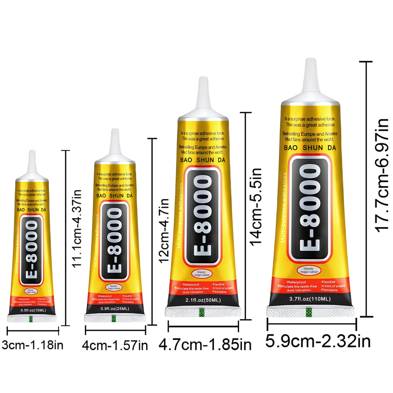 B7000/E8000 Adhesive (15/110g) for Mobile Phones, Jewelry, Metal, Plastic, Toys, and Shoes – Waterproof and Transparent