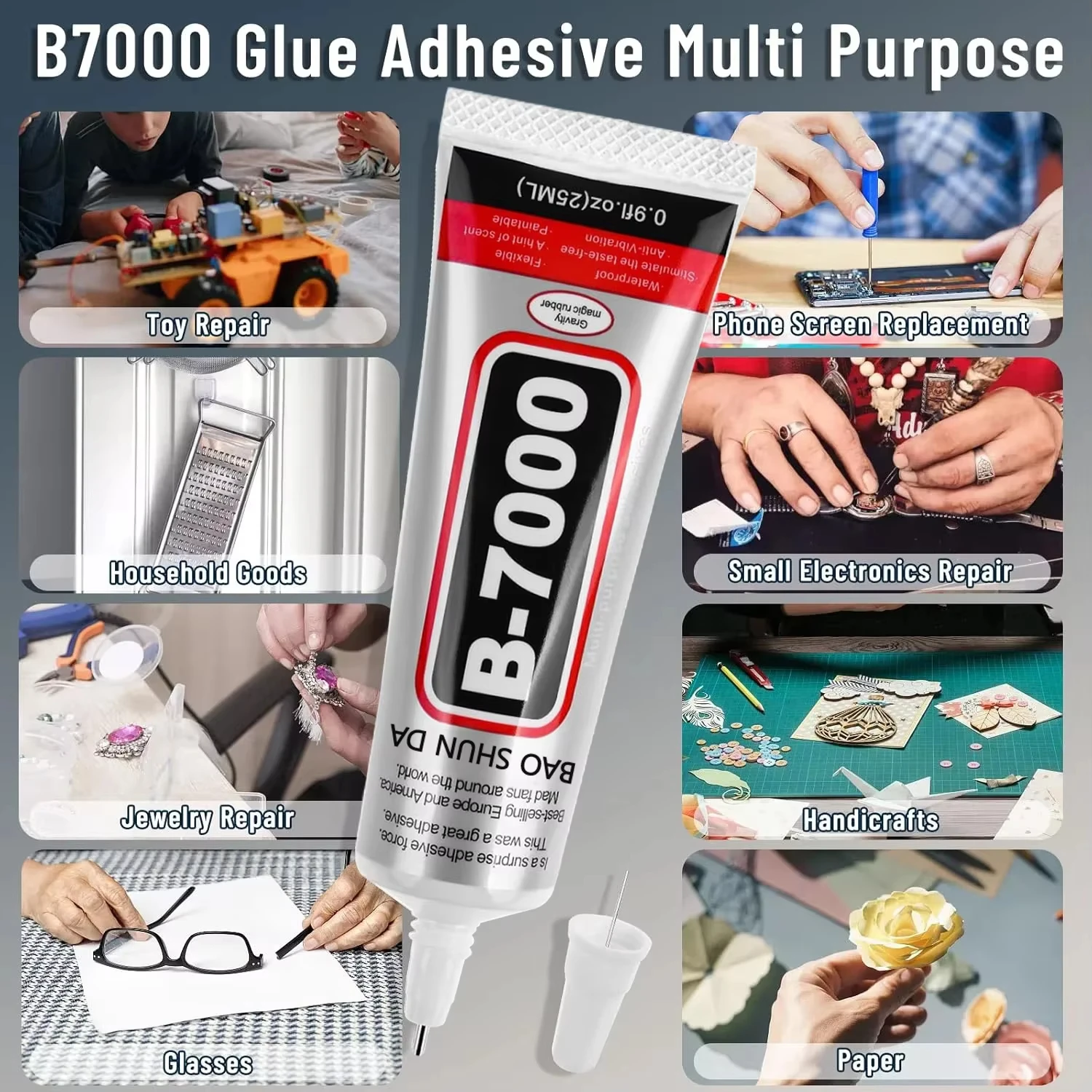 B7000/E8000 Adhesive (15/110g) for Mobile Phones, Jewelry, Metal, Plastic, Toys, and Shoes – Waterproof and Transparent