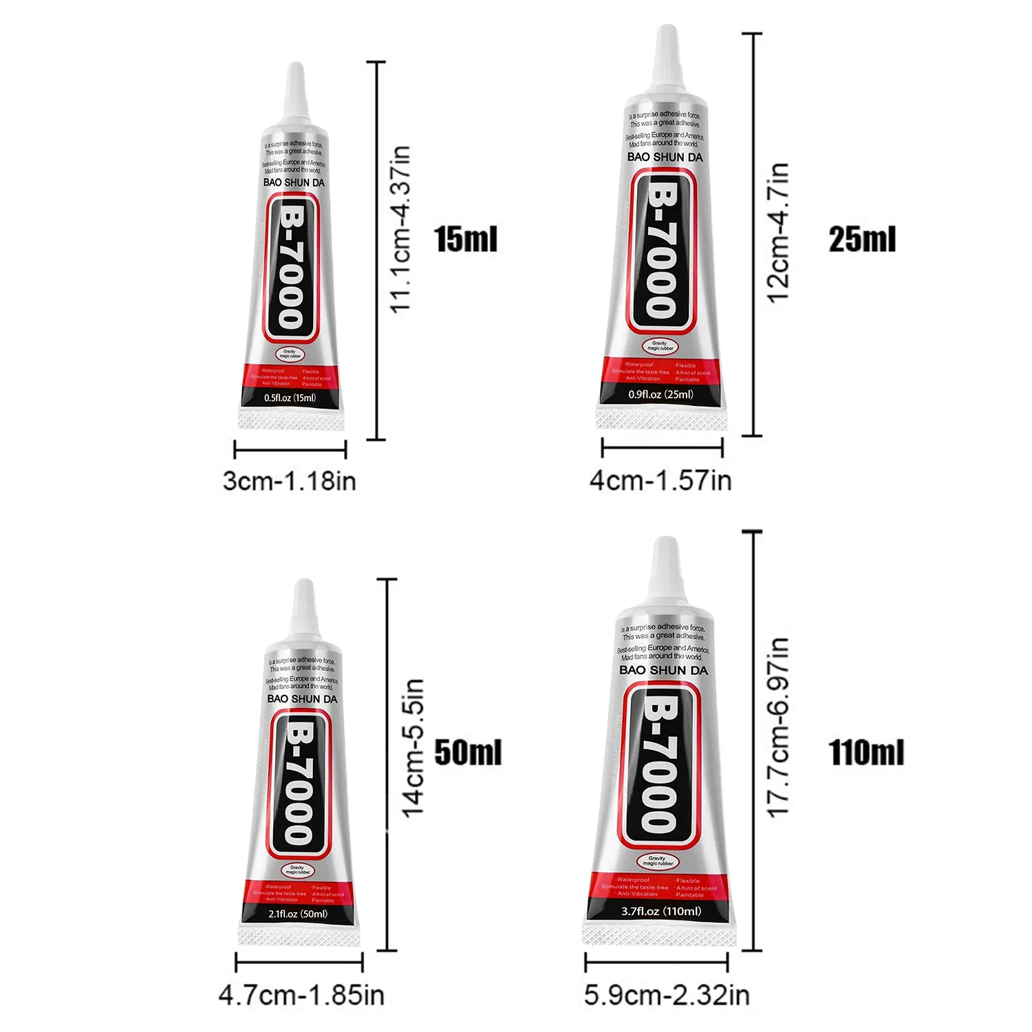 B7000/E8000 Adhesive (15/110g) for Mobile Phones, Jewelry, Metal, Plastic, Toys, and Shoes – Waterproof and Transparent