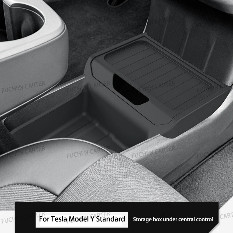 For Tesla New ModelY Standard2025 TPE Under Central Control Storage Box Flip Cover design Tissue Box Storage interior Accessorie