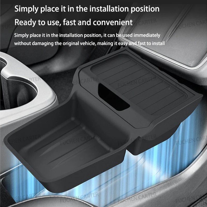 For Tesla New ModelY Standard2025 TPE Under Central Control Storage Box Flip Cover design Tissue Box Storage interior Accessorie