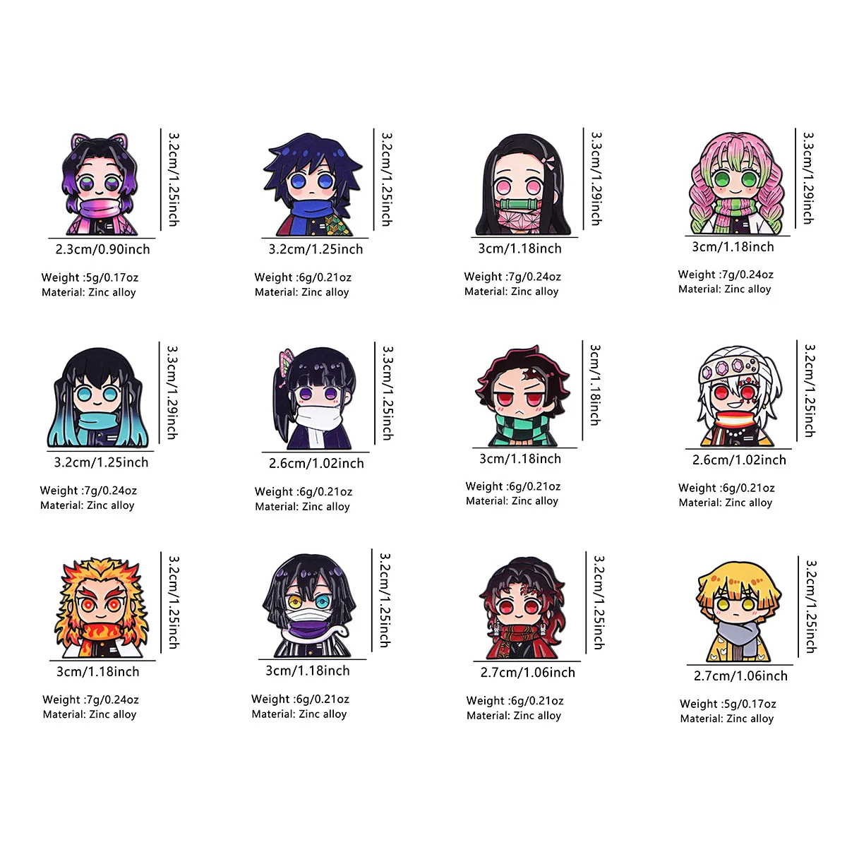 12pcs Anime Boys Girls Enamel Pin Cartoon Brooch For Coat Women's Brooches Fashion Lapel Badges Jewelry Gift for Friends