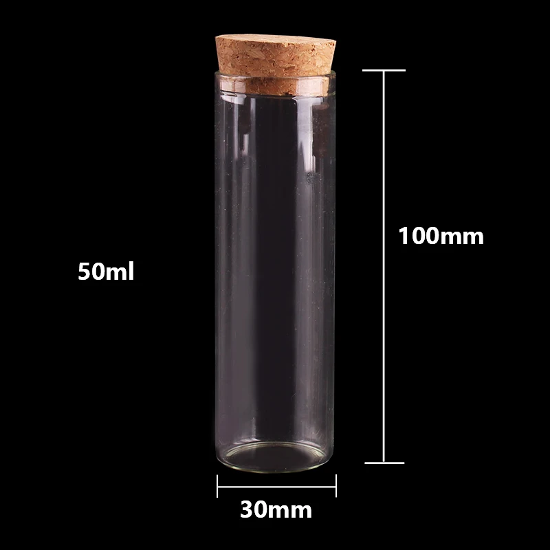 15ml/25ml/30ml/35ml/40ml/45ml/50ml/55ml/60ml/80ml/100ml Small Glass Test Tube with Cork Stopper Dragees Jars Bottles 24 pieces