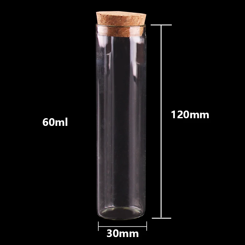 15ml/25ml/30ml/35ml/40ml/45ml/50ml/55ml/60ml/80ml/100ml Small Glass Test Tube with Cork Stopper Dragees Jars Bottles 24 pieces