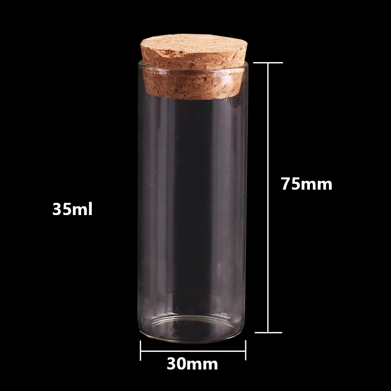 15ml/25ml/30ml/35ml/40ml/45ml/50ml/55ml/60ml/80ml/100ml Small Glass Test Tube with Cork Stopper Dragees Jars Bottles 24 pieces