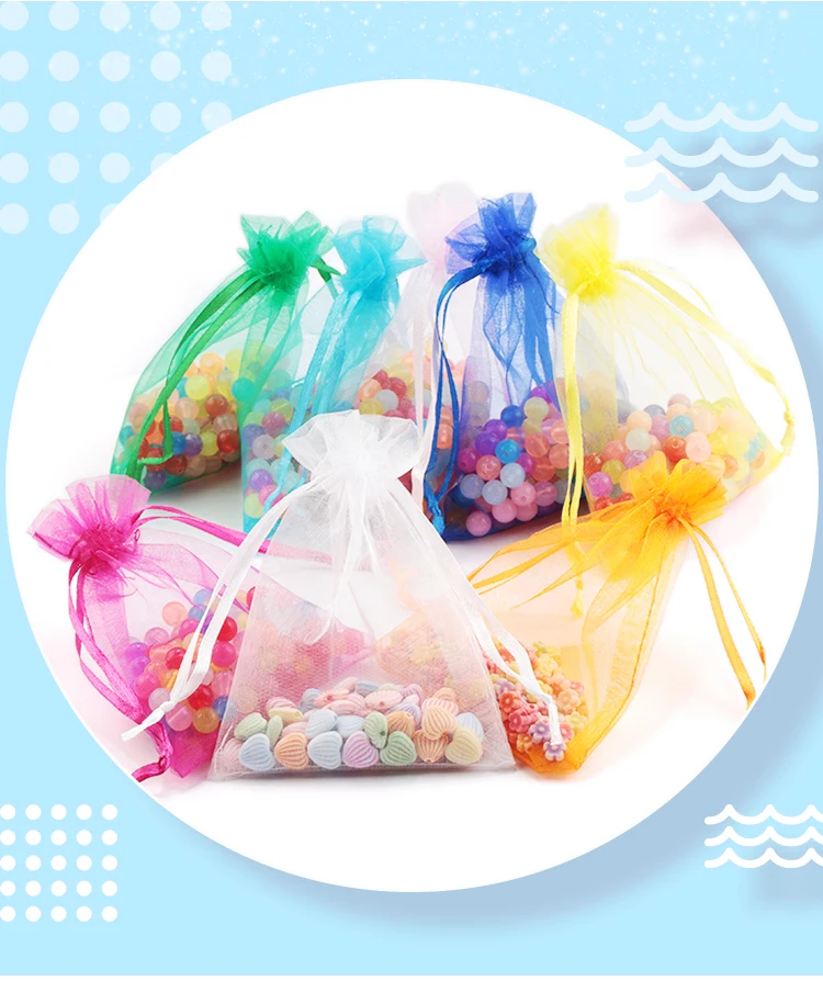 100pcs/lot Organza Bag 5*7cm,7*9cm,9x12cm Christmas Wedding Drawstring Bag Candy Bags Gift Pouches Jewelry Packaging Display