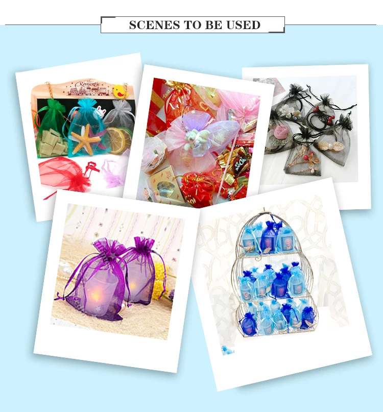 100pcs/lot Organza Bag 5*7cm,7*9cm,9x12cm Christmas Wedding Drawstring Bag Candy Bags Gift Pouches Jewelry Packaging Display