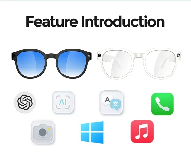Lenovo NEW 8K 1200MP HD Camera Smart Glasses New AI Translation Shooting Image Bluetooth Call Recording Music Smart Sunglasses