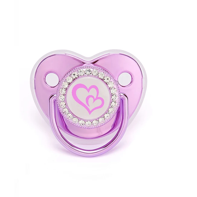 Luxury Newborn Baby Pacifier Baby Rhinestone Crown Pacifier Infant Teether Silicone Pacifier Holder Dummy Baby Shower Gift