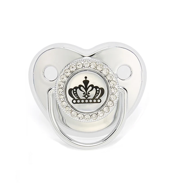 Luxury Newborn Baby Pacifier Baby Rhinestone Crown Pacifier Infant Teether Silicone Pacifier Holder Dummy Baby Shower Gift