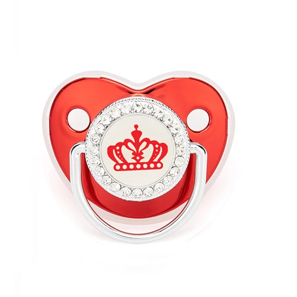 Luxury Newborn Baby Pacifier Baby Rhinestone Crown Pacifier Infant Teether Silicone Pacifier Holder Dummy Baby Shower Gift