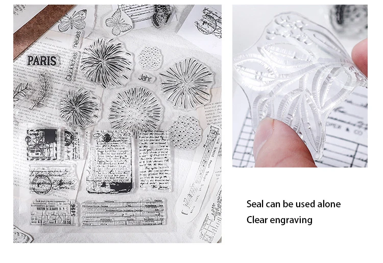 JIANWU Minimalist Black White Transparent Stamp Creative Retro Scrapbooking Journal Decoration Silicone Seal Stationery Supplies
