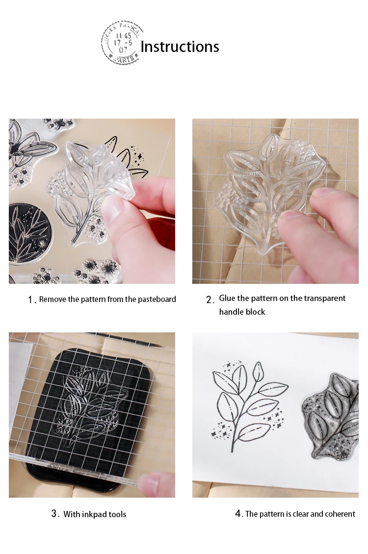 JIANWU Minimalist Black White Transparent Stamp Creative Retro Scrapbooking Journal Decoration Silicone Seal Stationery Supplies