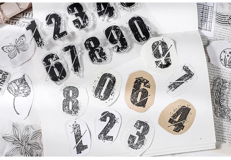 JIANWU Minimalist Black White Transparent Stamp Creative Retro Scrapbooking Journal Decoration Silicone Seal Stationery Supplies