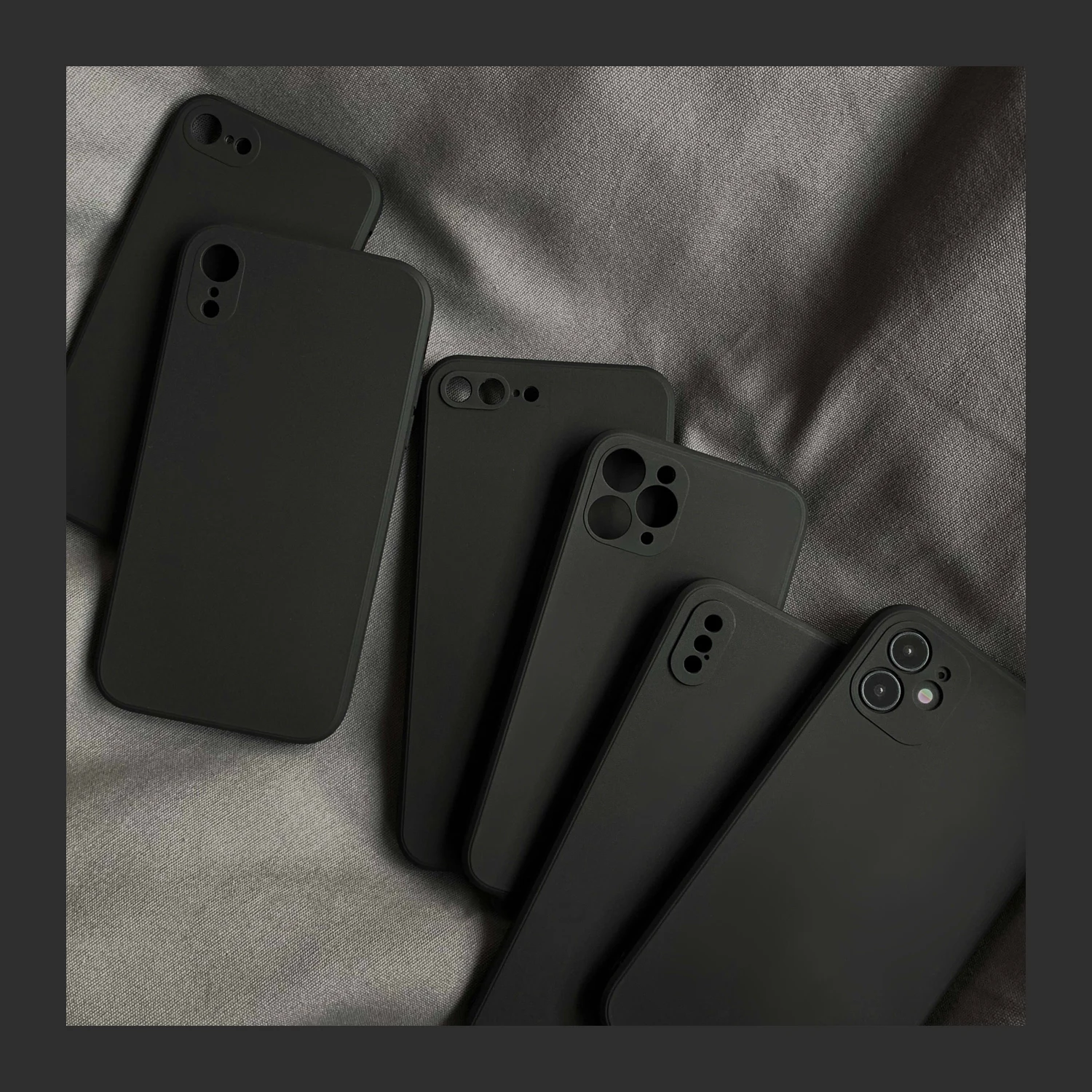 Black Liquid Silicone Phone Case for IPhone 13 12 11 14 15 Pro XS Max XR X 8 7 6S 6 Plus SE 2020 Soft Back Cover