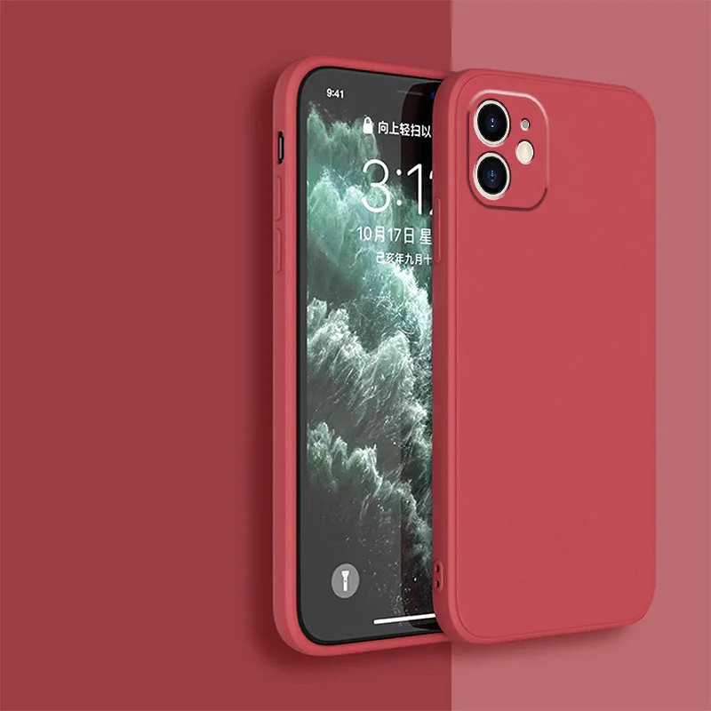 Black Liquid Silicone Phone Case for IPhone 13 12 11 14 15 Pro XS Max XR X 8 7 6S 6 Plus SE 2020 Soft Back Cover