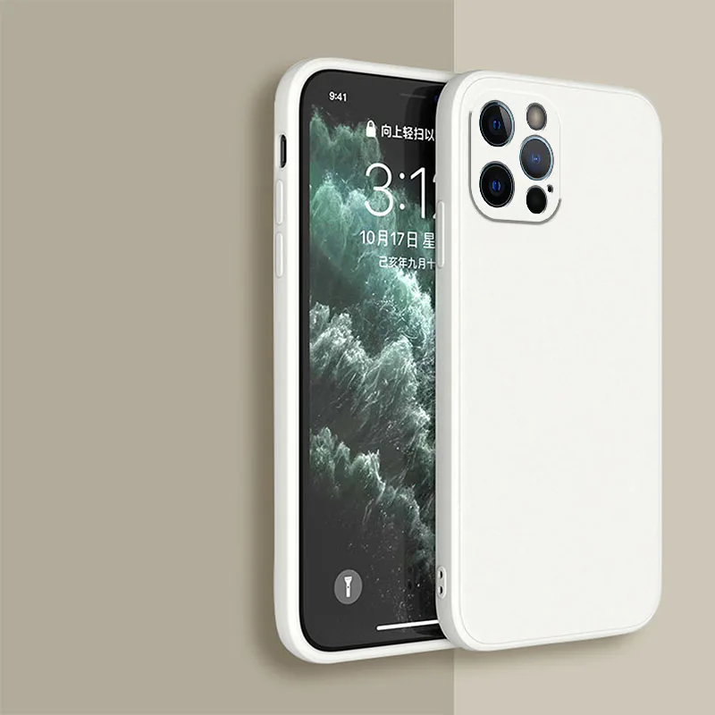 Black Liquid Silicone Phone Case for IPhone 13 12 11 14 15 Pro XS Max XR X 8 7 6S 6 Plus SE 2020 Soft Back Cover